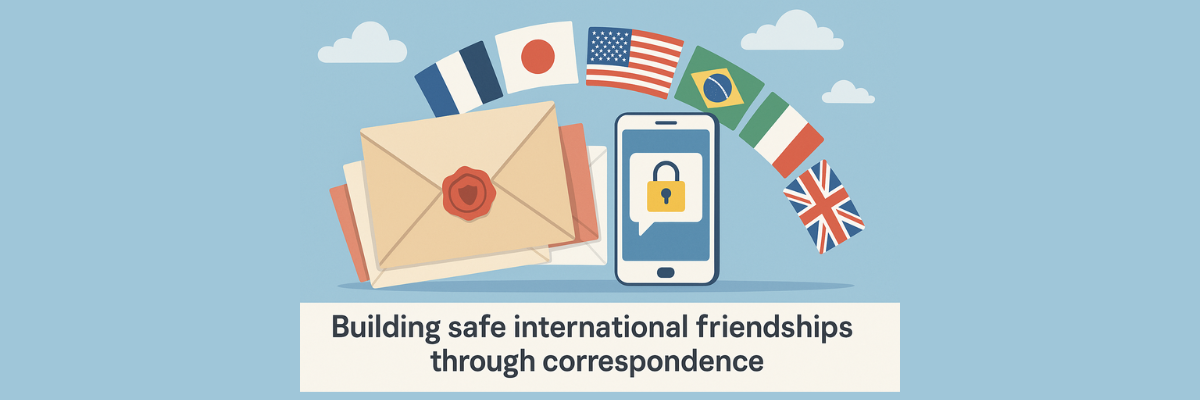 International pen pal safety - letters and flags from around the world
