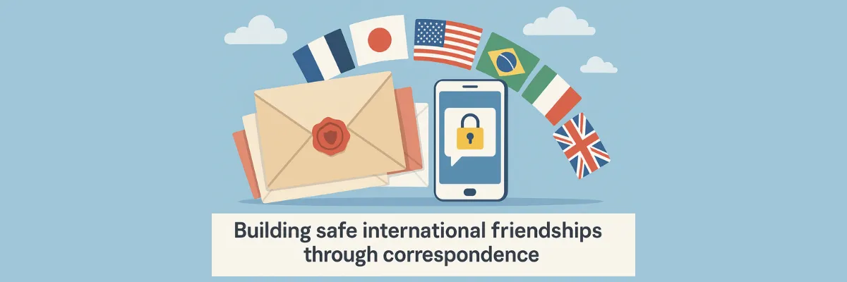 International pen pal safety - letters and flags from around the world