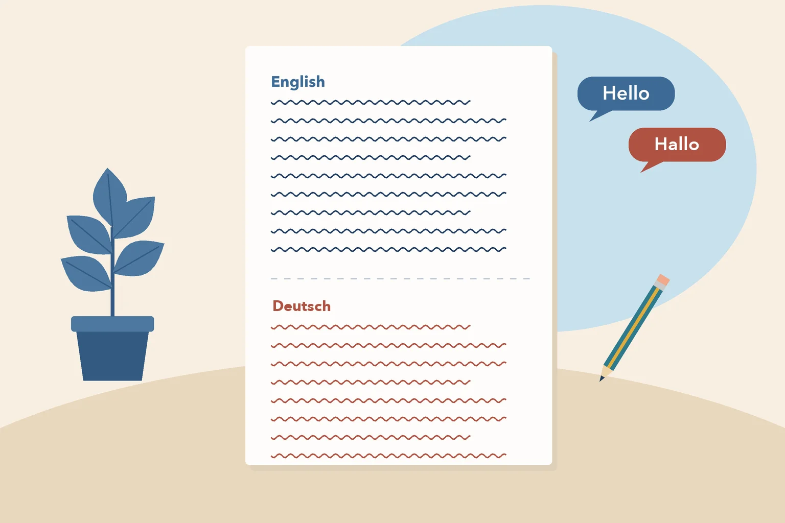 Ein Brief, dessen obere Hälfte auf Englisch und dessen untere Hälfte auf Deutsch geschrieben ist