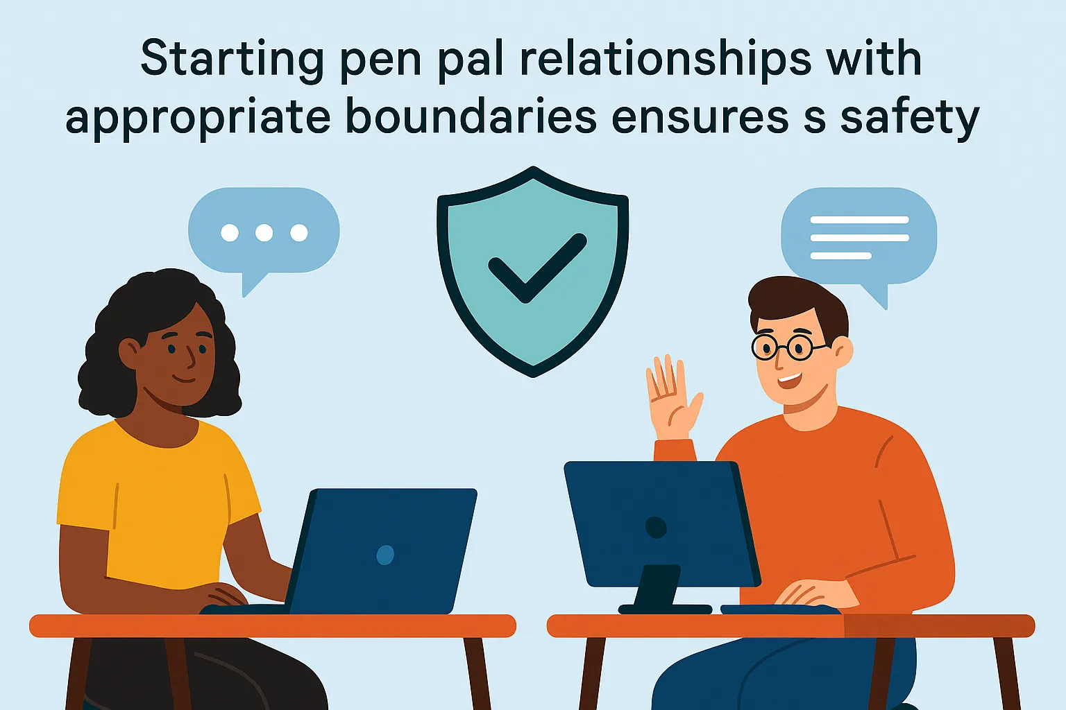 Safe first contact and initial communication with new pen pals