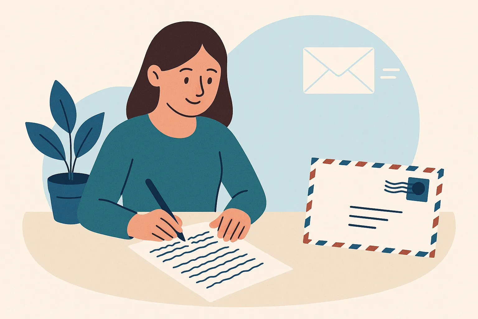 Hand writing a traditional letter with fountain pen