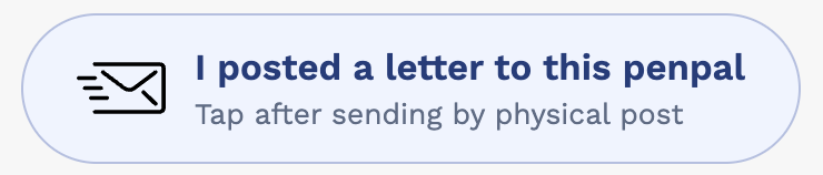 The 'I posted a letter to this penpal' button in a conversation