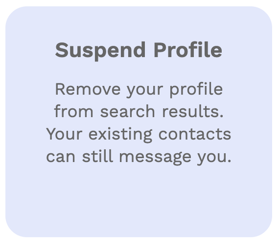 The Suspend Profile button on the My Profile page