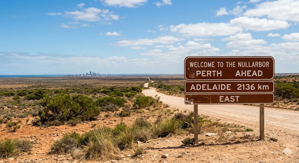 A map showing the location of Perth, Western Australia, isolated on the south-western edge of Australia