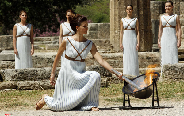 The start of the olympic games in Greece